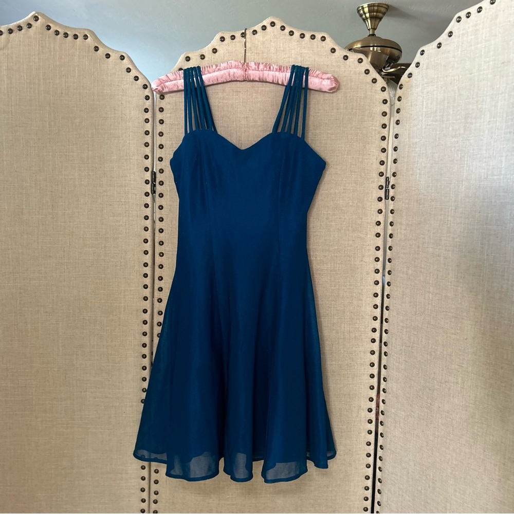 Y2K All That Jazz Iridescent Teal / Blue Green Mini Dress